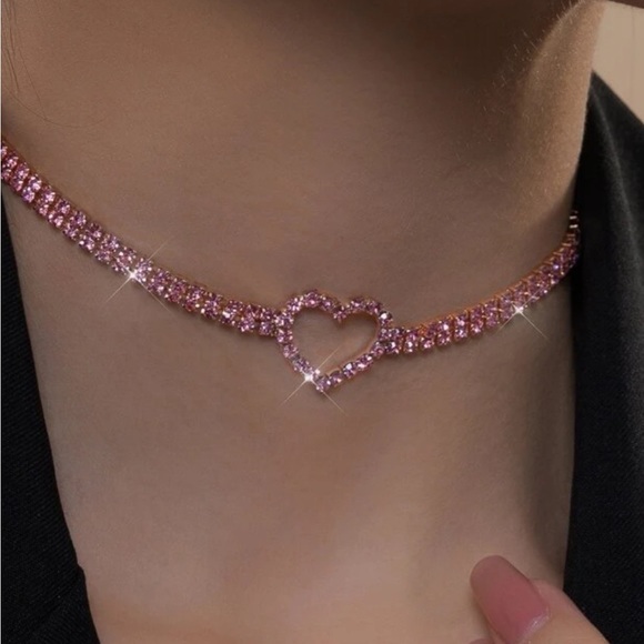 Pink crystal choker Clearance